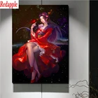 Алмазная 5d картина сделай сам для привлекательной женщины, девочки из мультфильма, полноразмерная круглая Алмазная вышивка из смолы, красное платье, красивое мозаичное украшение