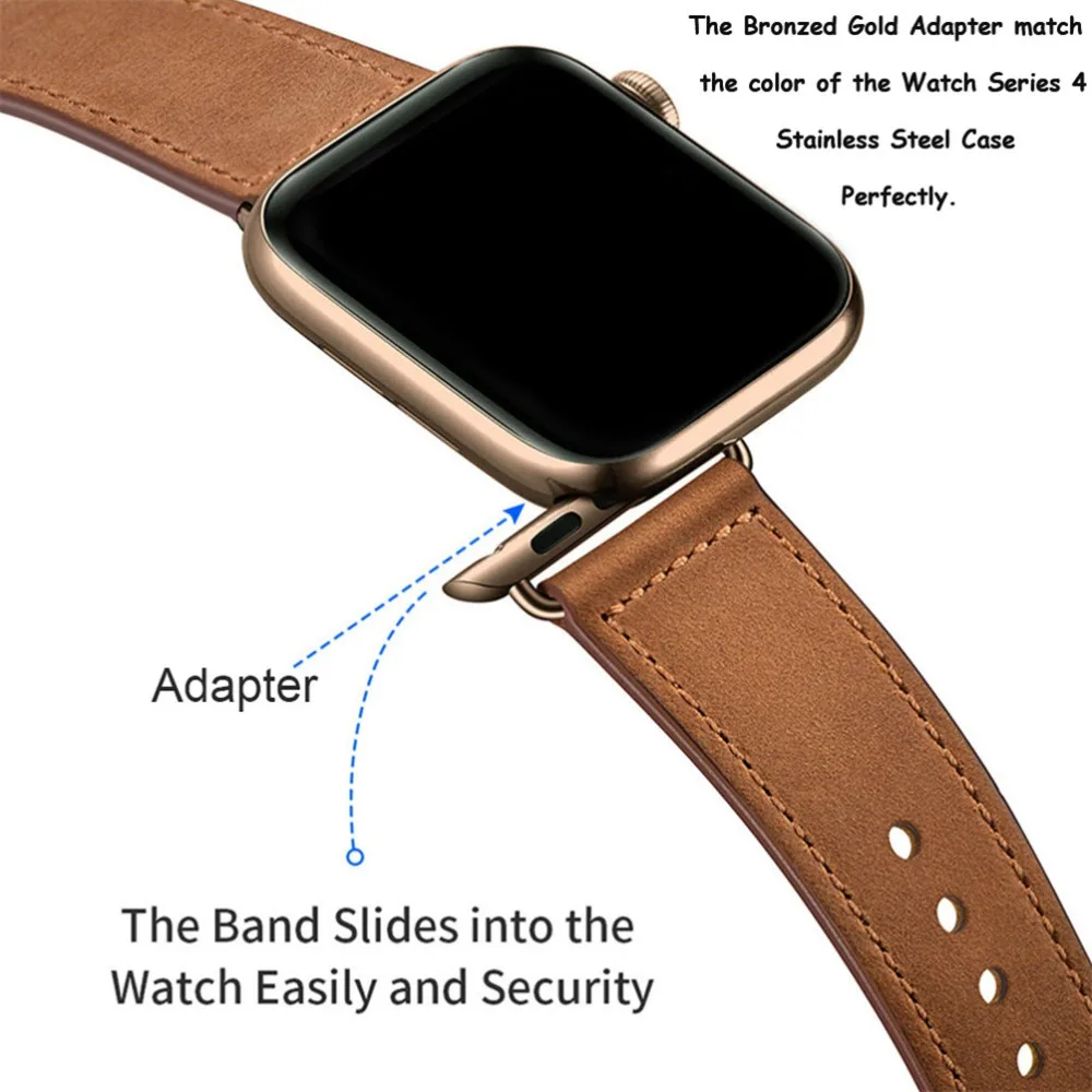 URVOI ремешок для apple watch серии 5/4 3, 2, 1, ремешок для наручных часов iWatch, большие размеры 40-44 мм спортивный ремешок из натуральной кожи Swift Pin& tuck ручной работы