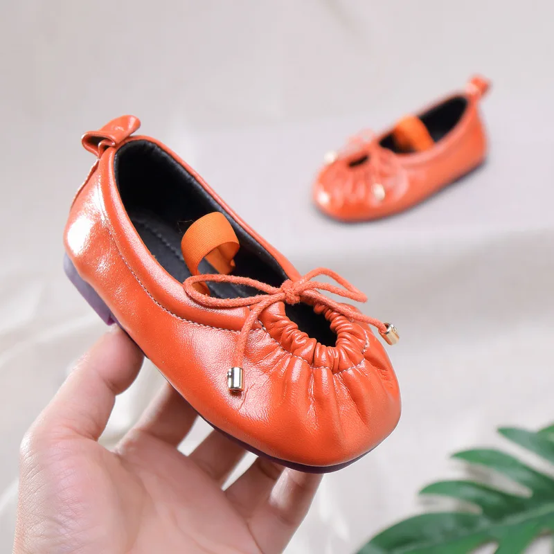Весенняя детская обувь принцессы Балетки с бантом для маленьких девочек Детские