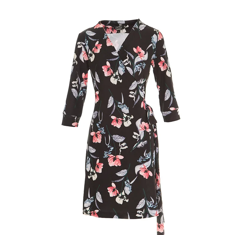 

Spring And Summer 2020 New Korean Style Floral Short Wrap Dress V-neck Slim Print Dress Short Ladies Dresses