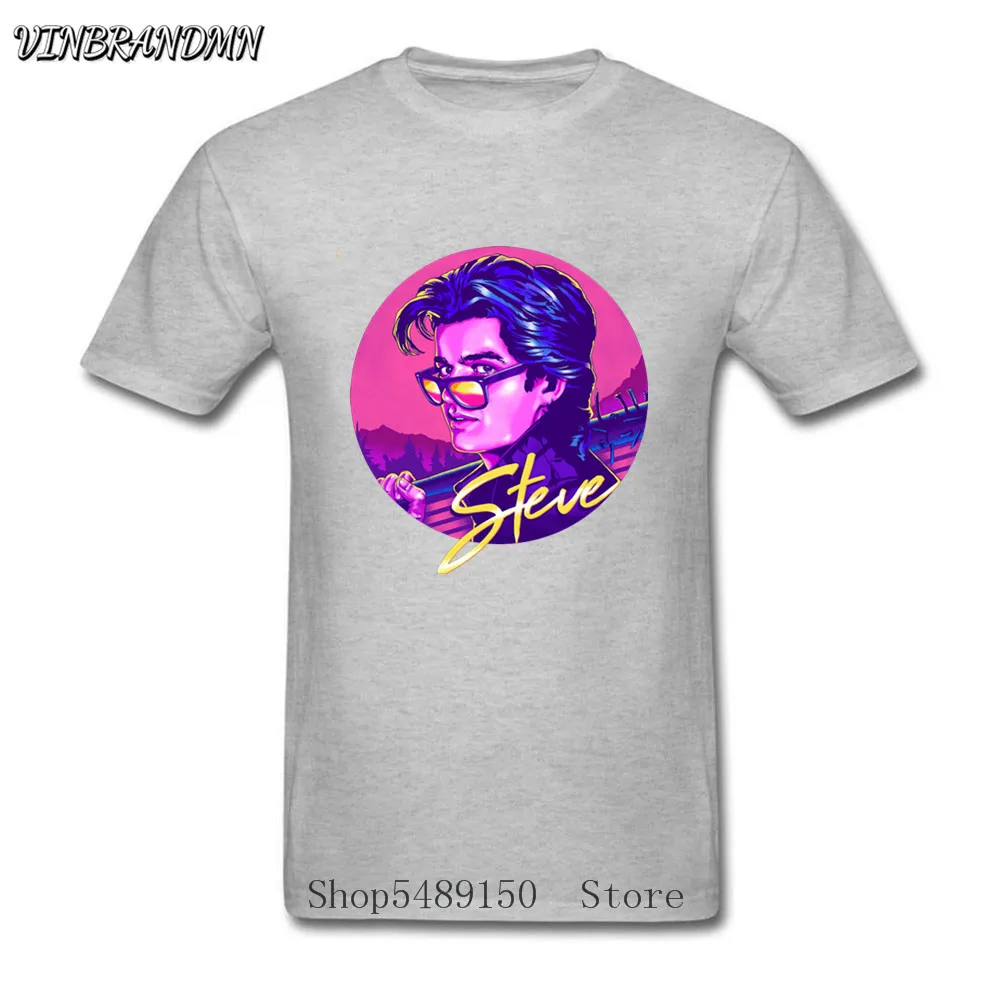 Stranger Things king steve T-shirt Homme American Horror TV Series Novelty Print Men T shirt Top Craft No Fade Black Tshirts | Мужская