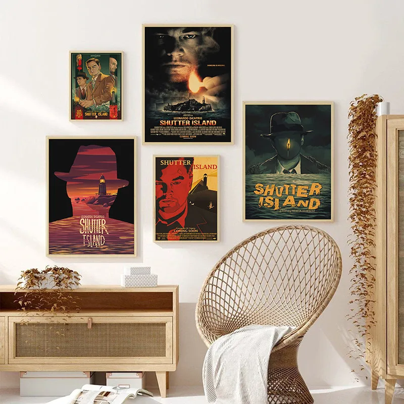 

Винтажные киноплакаты из крафт-бумаги с изображением острова затвора, настенные художественные картины для гостиной, домашний декор