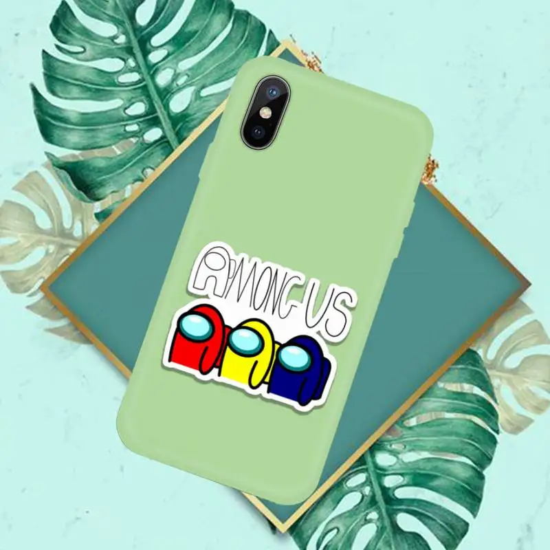 

Funny among us hot game Phone Case Candy Color for iPhone 11 12 pro XS MAX 8 7 6 6S Plus X SE 2020 XR