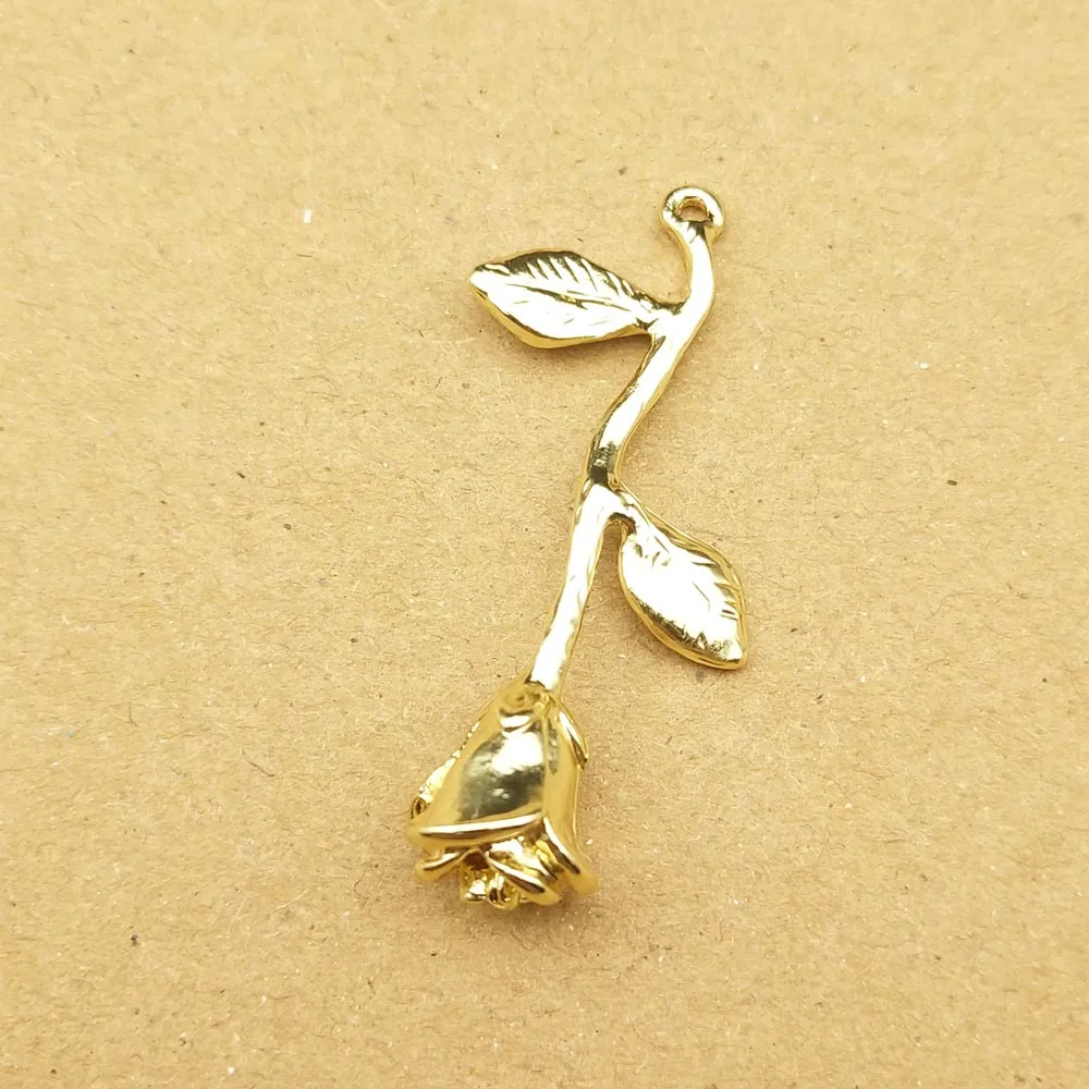 

10pcs 20x38mm rose flower charm for jewelry making earring pendant bracelet and necklace charm