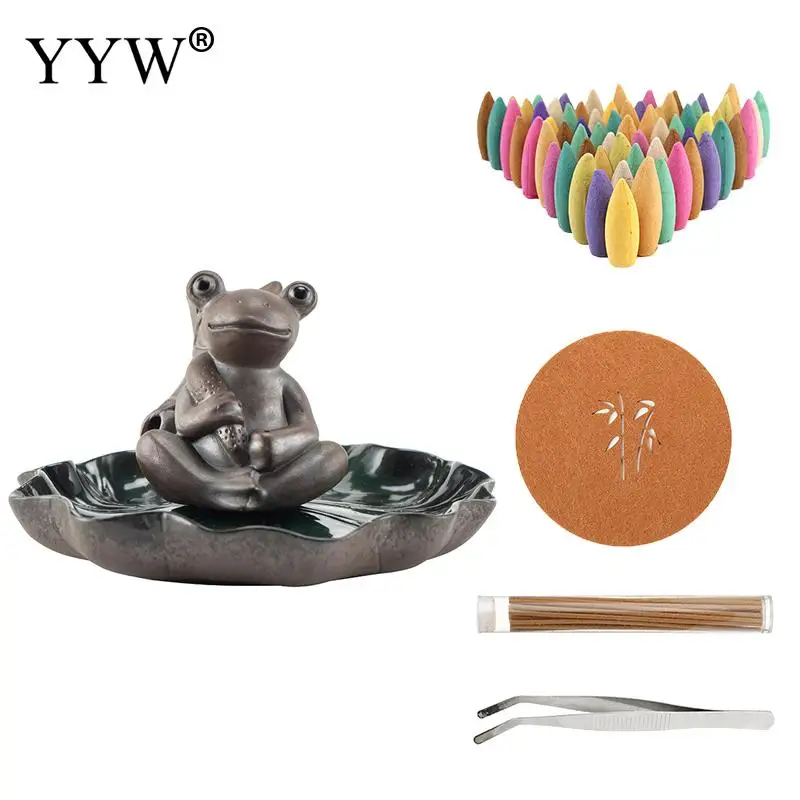 

Frog Elephant Rabbit Incense Burner Ceramic Backflow Smoke Waterfall For Home Or Office Decoration Vintage Incense Stick Holder