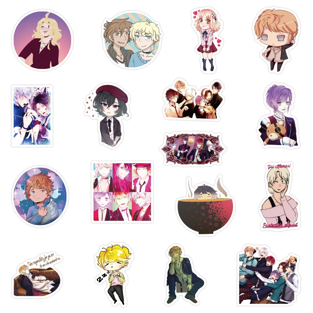 Pegatinas de dibujos animados de Anime DIABOLIK LOVERS, pegatinas de PVC impermeables de monopat&iacute;n Graffiti para ordenador port&aacute;til, Notebook y coches, 50 Uds.-0