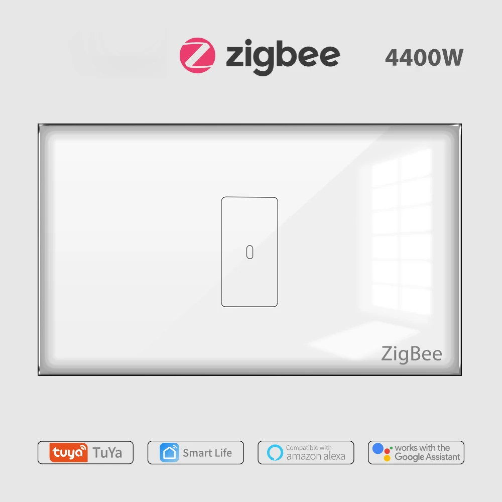 

Tuya Smart Life ZigBee 3.0 US Water Heater Switch 20A Touch Wall Switch with Glass Panel Timer Voice Control Google Home Alexa