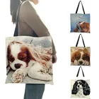 Сумка женская, с принтом в виде щенков Шарля спаниеля, многоразовая сумка для покупок с короткими ручками