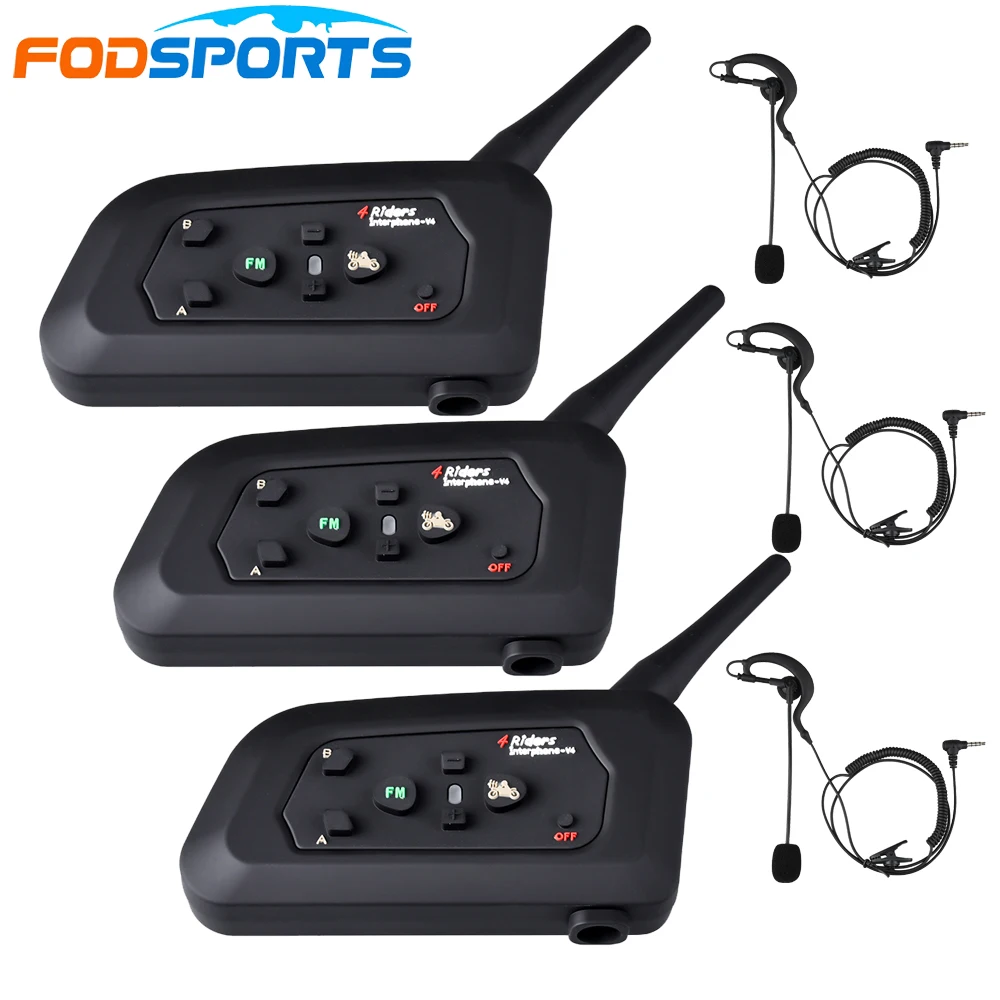 3 шт. Fodsports V4 рефери Интерком FM радио водонепроницаемый Bluetooth интерфон 1200 м 4