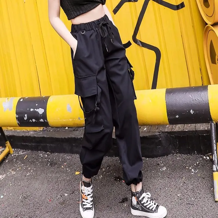 Новые Беговые брюки в повседневном стиле черные женские повседневные штаны