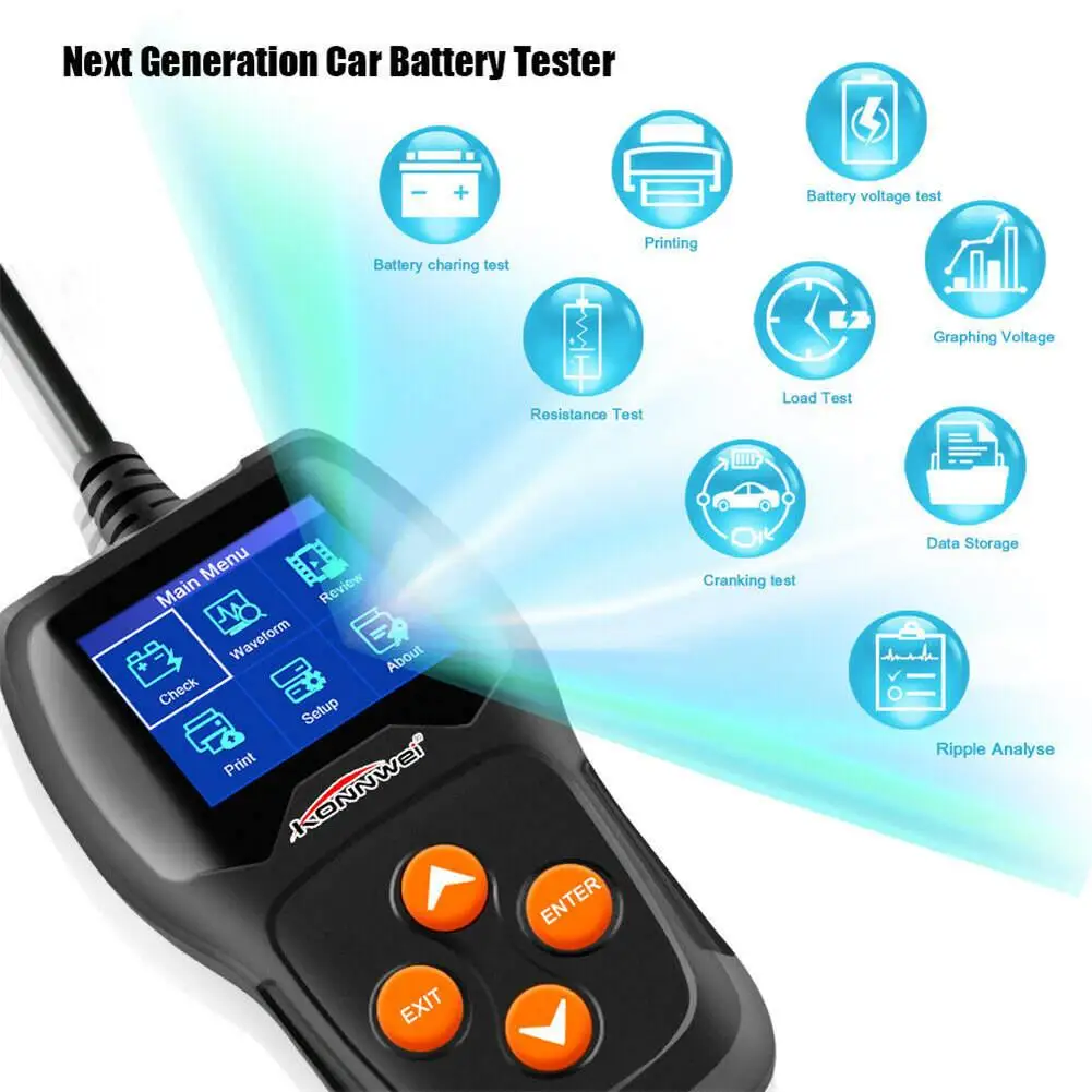 Для KONNWEI KW600 Универсальный Батарея Тестер 12V автомобиль Мотоциклетные батареи детектор