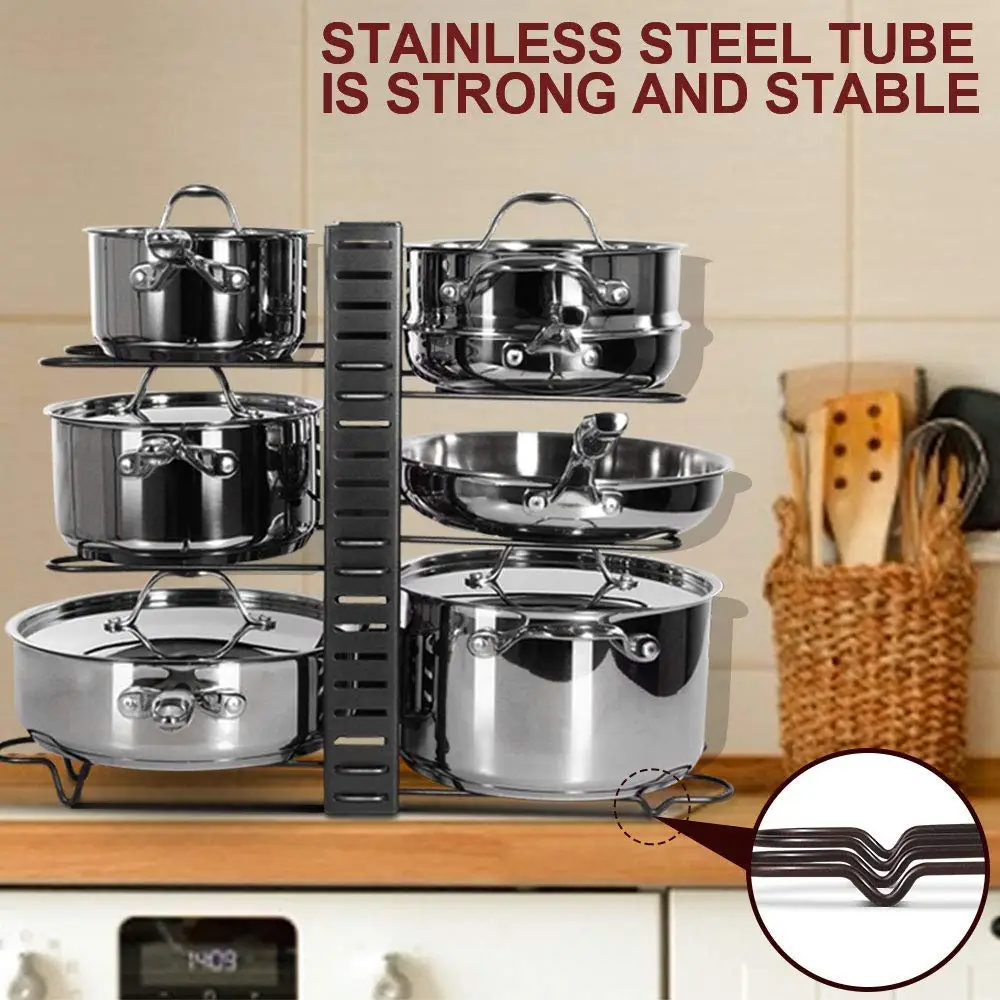 구매 조정 가능한 8 레이어 DIY 주방 정리 랙 냄비 팬 뚜껑 홀더 조리기구 Bakeware 도마 수조 정리 선반 저렴한 조정 가능한 8 레이어 DIY 주방 정리 랙 냄비 팬 뚜껑 홀더 조리기구 Bakeware 도마 수조 정리 선반