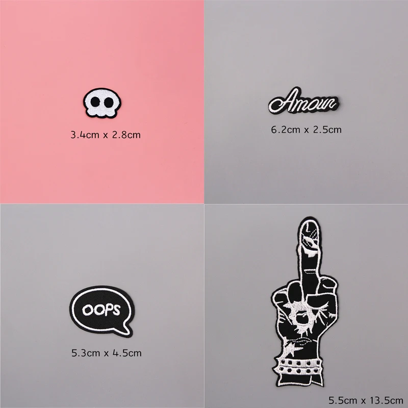 Черно-белые нашивки для одежды 1 шт. аппликации на палец наклейки сделай сам в