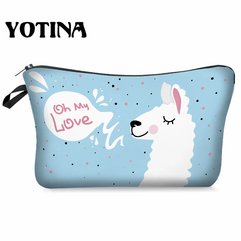 bpd9004 Yotina женская косметичка llama 3D печать с разноцветным рисунком Макияж сумка на молнии путешествий Органайзер для макияжа - Цвет: bpd9004