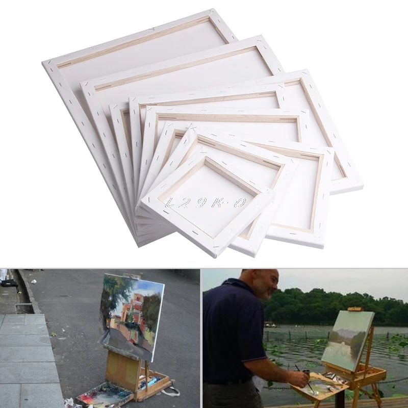 

Белая пустая квадратная художественная холщовая деревянная рамка для грунтованной фотографий