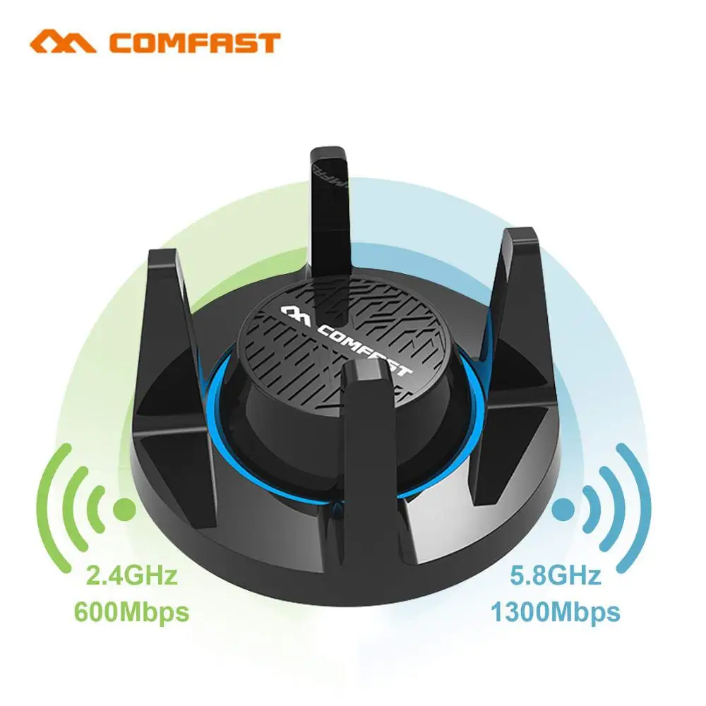 

Беспроводной адаптер Comfast AC1900 Gigabit E-Sport, Wi-Fi, USB 3,0, 1900 Мбит/с, 2,4/5,8 ГГц, 4x3dBi антенны