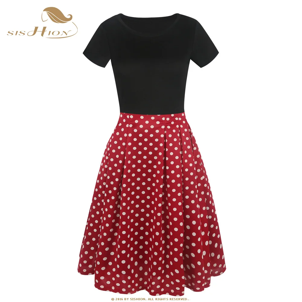 

Polka Dot Floral Print Retro Swing Vintage Dress VD1483 Short Sleeve A Line Women Summer Dresses jurken zomer 2021