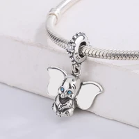 925 sterling silver sparkling blue stone eyes and flapping ears loveable elephant pendant charm bracelet diy jewelry for pandora