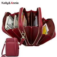hot 3 layers large capacity phone pocket shoulder bag for women pu leather female small crossbody bags ladies messenger purse