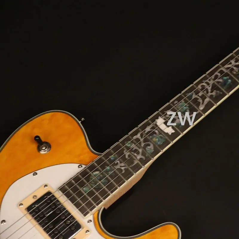 Электрическая гитара под заказ стеганый кленовый верх Цветочная инкрустация