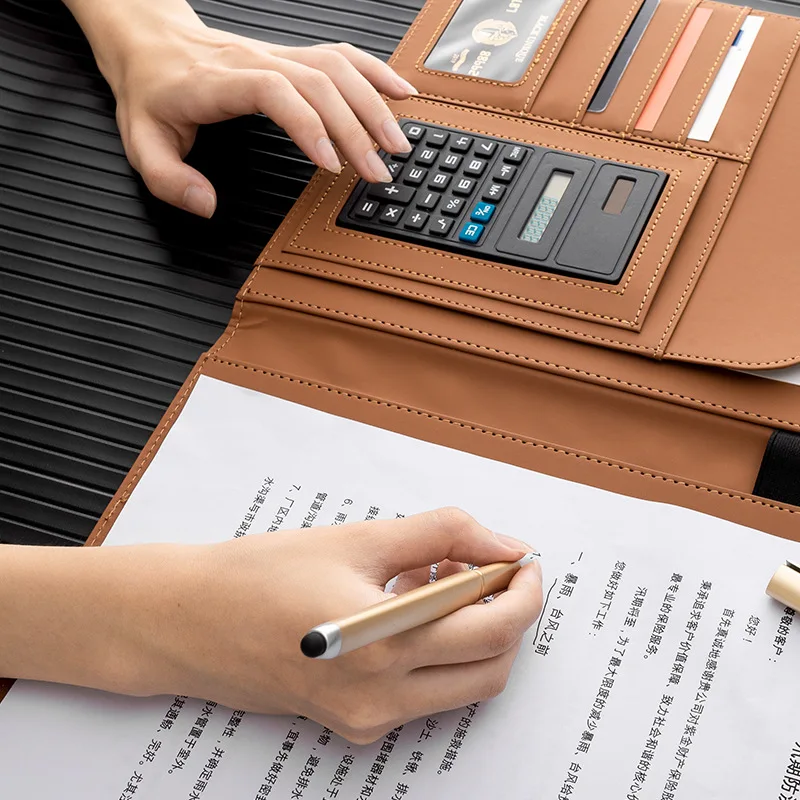 Искусственная кожа менеджер файл папка с калькулятором документ Чехол