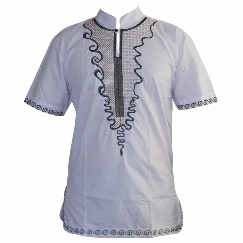 рубашка мужская Great Golden Embroidered Slim African Hippie Dashiki Top Ankara For Man's Short Sleeve Fashion Muslim T-Shirts