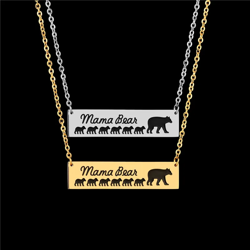 Ожерелье ELSEMODE из нержавеющей стали с подвеской в виде медведя мама 6