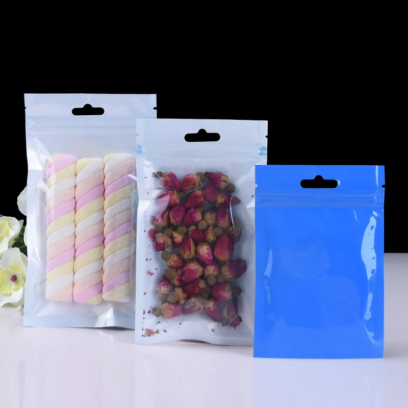 Синяя Прозрачная застежка молния с отверстием упаковка для магазина Сумка