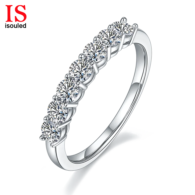 

I-souled M37B Brand Women's Jewelry Multiple Moissan Diamonds Fashion Rings Set Platinum Plated Solid S925 Sterling Silver