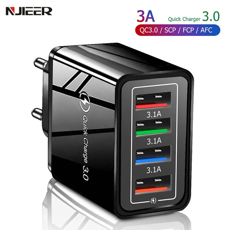 

USB Quick Charger 3.0 For iPhone 12 11 X Wall Fast Charging For Samsung S20 S10 Plug Xiaomi Huawei Mobile Phone Chargers Adapter