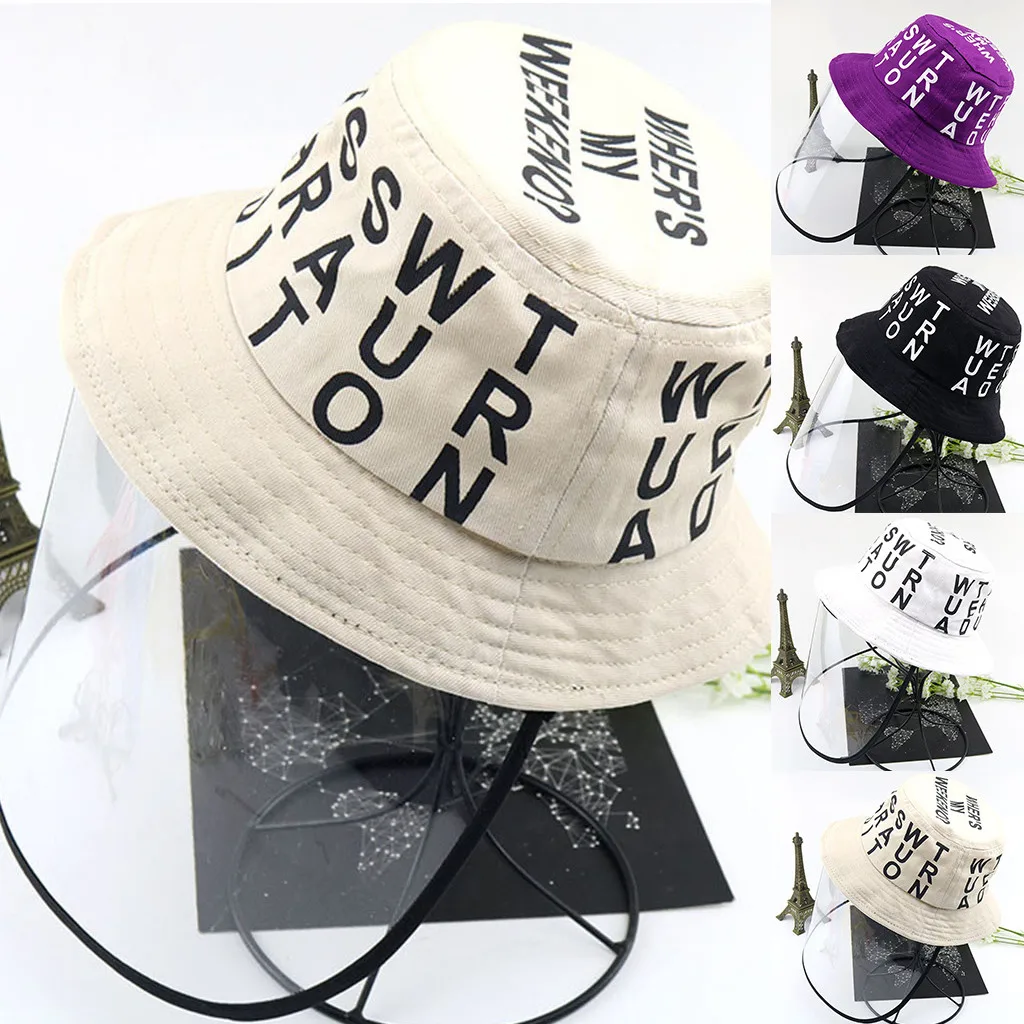 

LONSANT letters printed Anti-spitting Protective Fisherman Hats Toddler kids Beach Hat Dustproof Removable Boys Girls Cover Caps