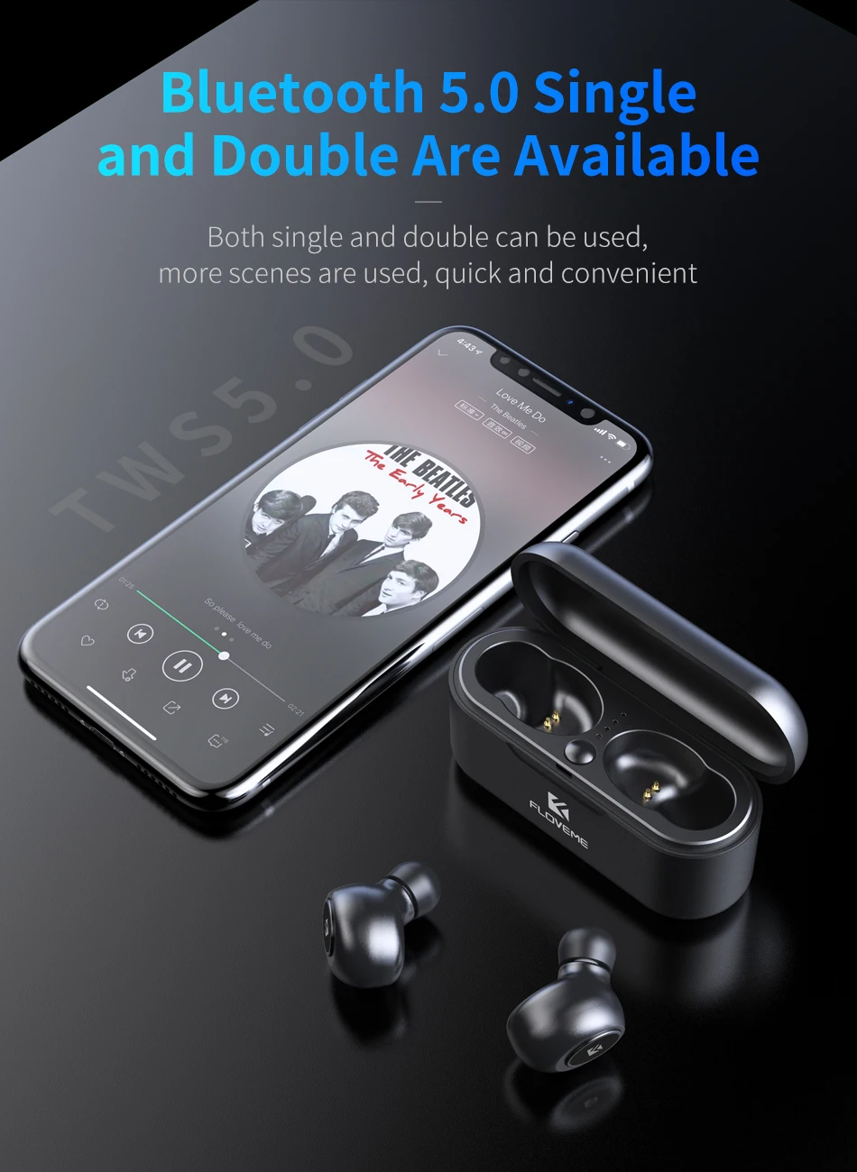 FLOVEME Mini TWS5.0 Bluetooth беспроводные наушники спортивные наушники гарнитура наушники-вкладыши стерео звук наушники микро Зарядка коробка для iphone 11 7 X 6, для xiaomi mi8 redmi 4x, для huawei mate30 для samsung