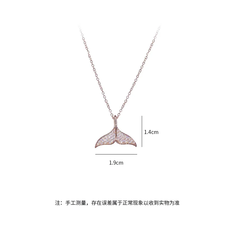 

BOTU Micro-inlaid Zircon Simplicity Fish Tail Pendant Necklaces Dolphin Fashion Jewelry for Women Party Gift Trendy