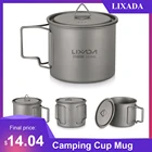 Lixada Ультралегкая титановая чашка, уличное портативное оборудование для кемпинга, чашка для пикника, чашка для воды, складная ручка, кухонная утварь для кемпинга