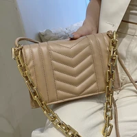 thick chain quilted tote bag 2021 womens brand clutch shoulder bags pu leather crossbody handbag ladies v pattern messenger bag
