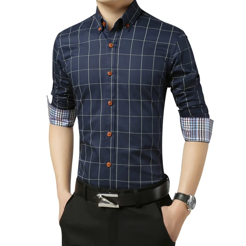 DAVYDAISY Новое поступление 2020 года осенние мужские рубашки с длинным рукавом
