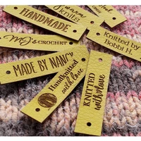 30pcs sewing labels personalised brand logo handmade leather tags for knitting clothing rectangle crochet blanket diy label