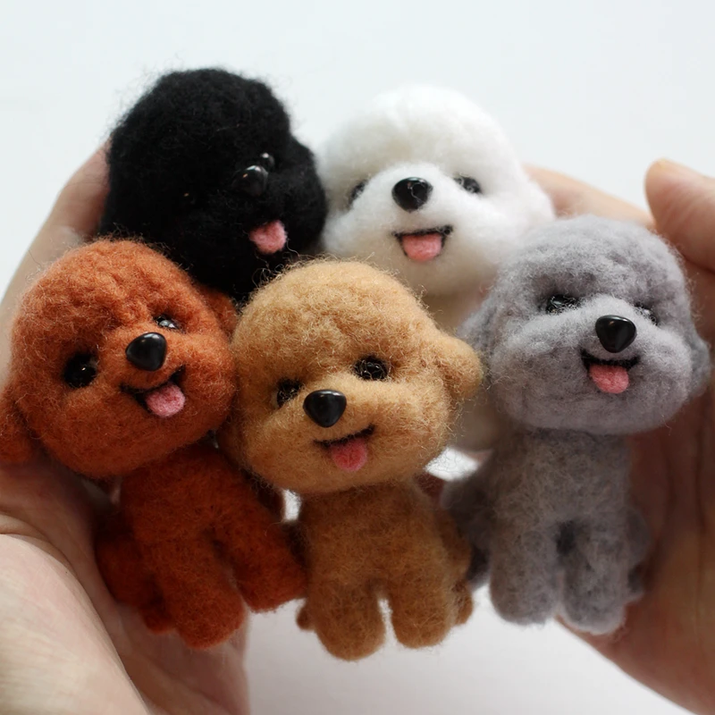 Jiwuo Тедди собака шерстяная игла Войлочная игрушка тыкать животных Искусство