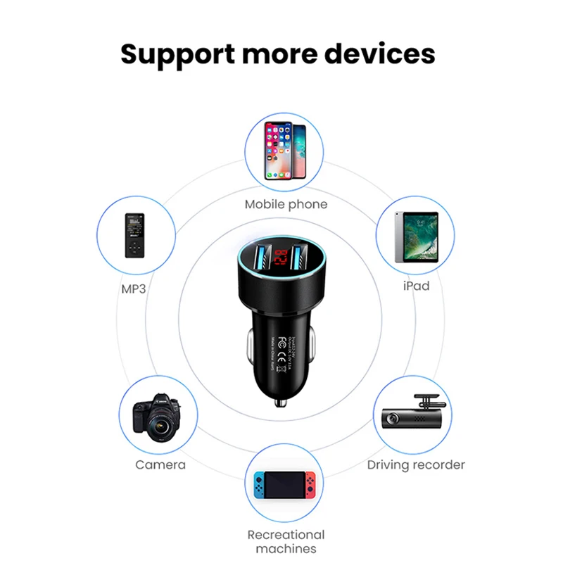 Стильное мини-зарядное устройство с двумя USB-портами для автомобильного