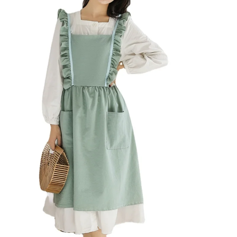 

Apron Cotton Hemp Japan Style Dessert Studio Art Ceramic Coffee Baking Apron Pocket Kitchen Cooking Garden Apron Comfortable