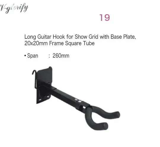 

black long guitar hook for show grid with base plate for 19 guitar