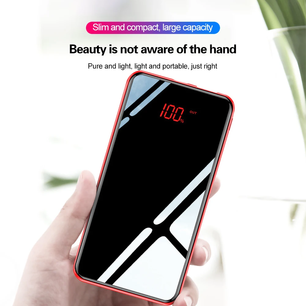 10000 мАч банк питания для Xiaomi портативное зарядное устройство зеркальные