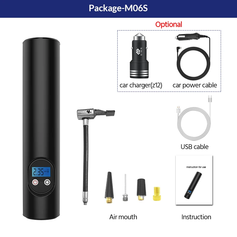 E-ACE M06S надувной насос воздушный компрессор для велосипеда/автомобиля шины
