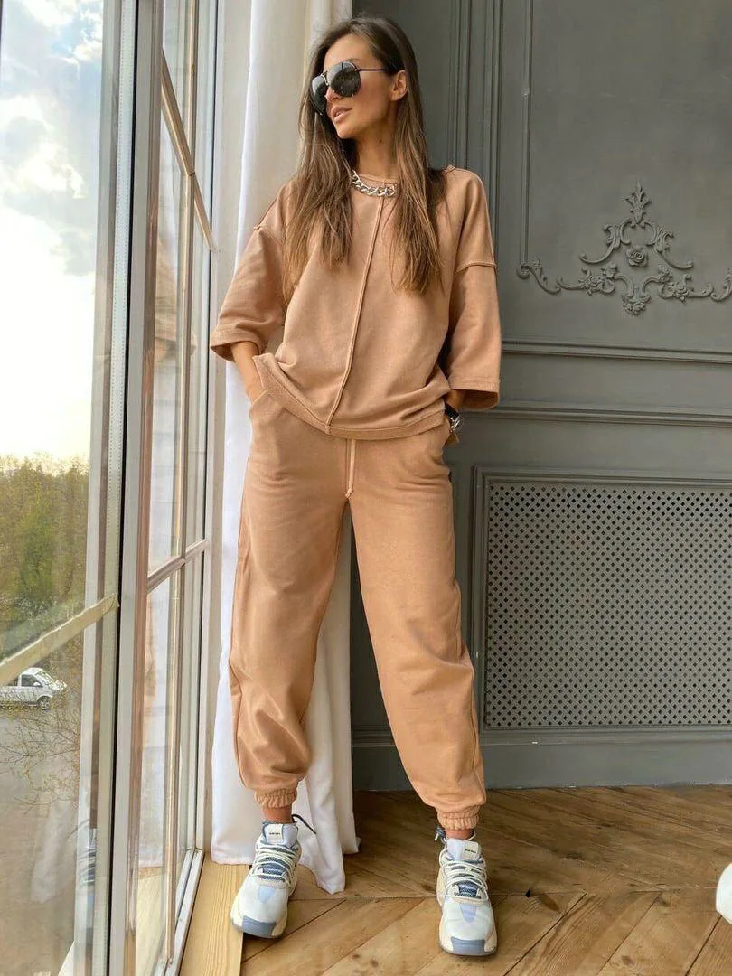 

Женский брючный костюм Vetement Femme, Повседневный, удобный, свободный, с коротким рукавом, лето 2021