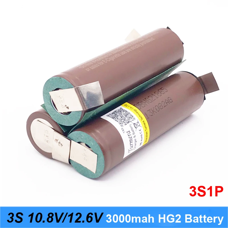 

20amps 18650 HG2 3000mAh Battery for 3S 3S2P 12.6V Battery Pack 10.8V 12.6V Screwdriver Battery Weld Soldering Strip (customize)
