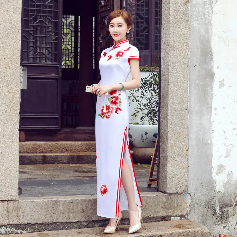 Свадебное вечернее платье Восточное женское платье-Ципао благородный