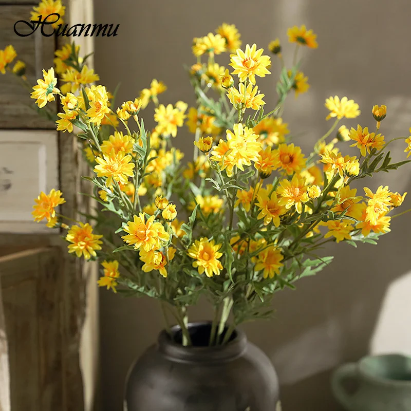 

18 Heads Artificial Flowers Lilac Chrysanthemum Daisy Bouquet Small Wild Chrysanthemum Silk Fake Dried Flower Party Home Decor