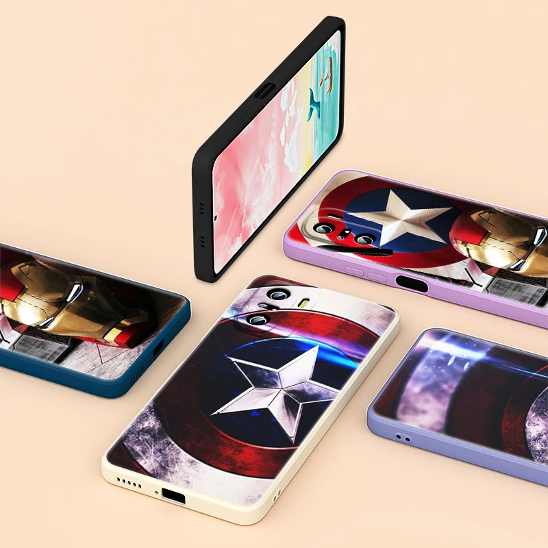 

Avengers Marvel America Captain For Xiaomi Redmi K40 K30 9A 9C 9AT 9 8 7 6 5 4X Pro Plus Liquid Silicone Cover Phone Case
