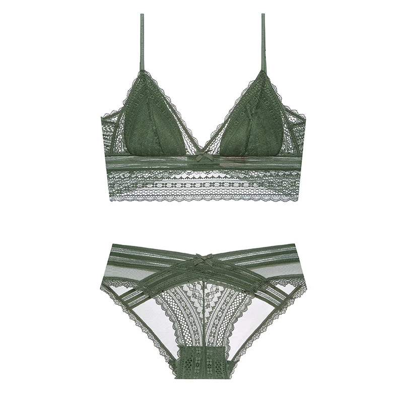 

2021 New Sexy Lace Bra Set Beauty Back Unrimmed Underwear Women Triangle Cup Bra Bra Bra
