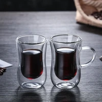 double layer glass coffee glass tea cup new transparent suit mug household portable drinking utensils and kitchen supplies